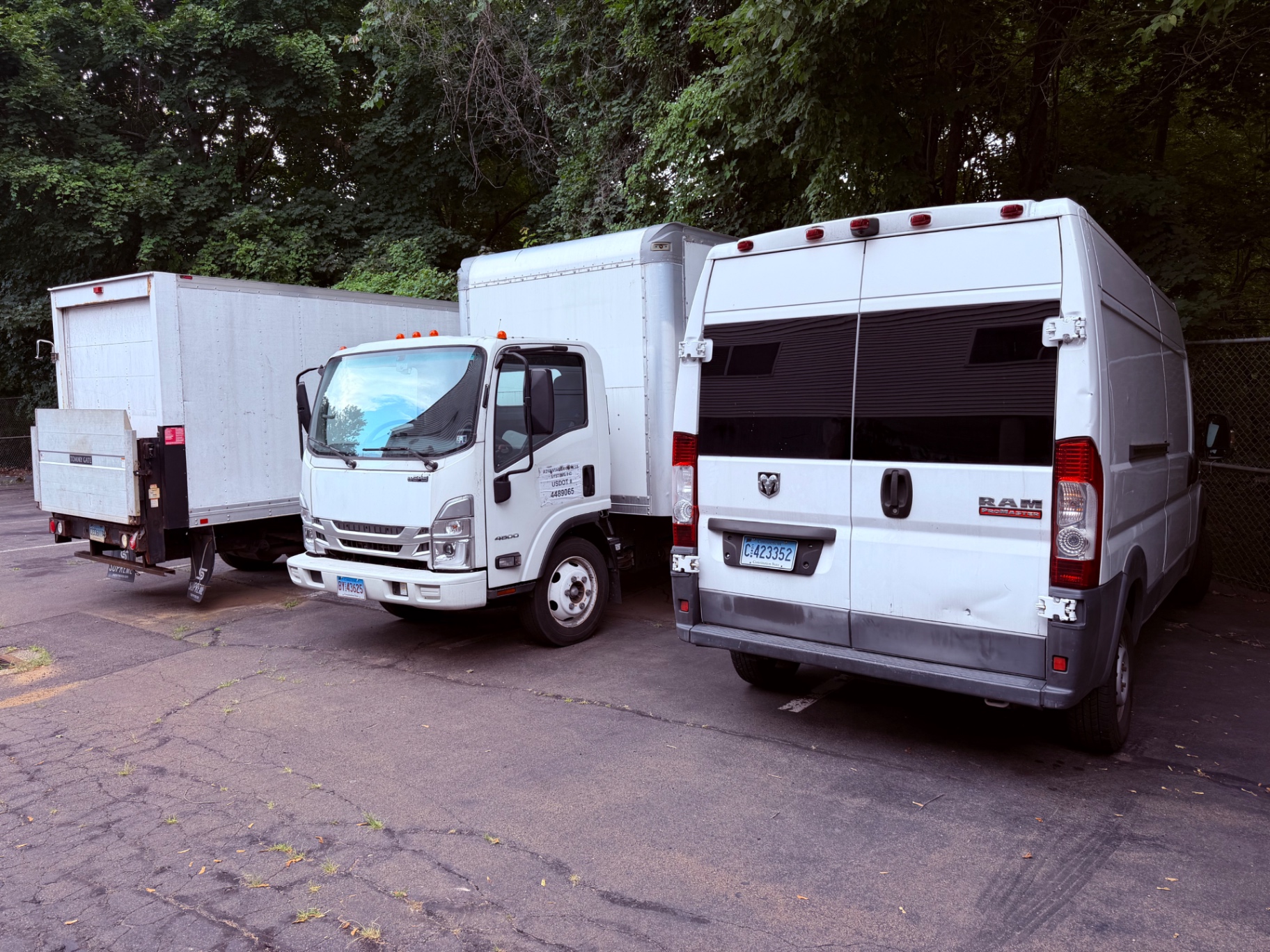 ABS Xerox in-house logistics fleet — deliveries and reverse logistics from New Haven, CT ABS Xerox in-house logistics fleet at 1079 Whalley Ave, New Haven, CT — box trucks and vans used for customer deliveries, service calls and lease returns